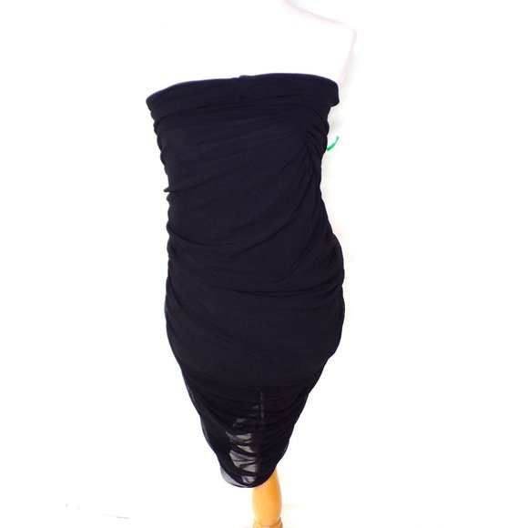 Fuzzi Jean Paul Gaultier Dresses & Skirts - FUZZI Jean Paul Gaultier Bandage Strapless Ruched Mesh Dress Black Large 8-10